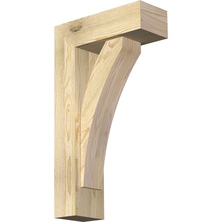 Ekena Millwork Thorton Block Rough Sawn Bracket w/ Offset Brace, Douglas Fir, 6"W x 16"D x 28"H BKT0604X16X28THR05RDF